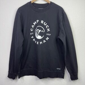 American Giant Camp Buck Freeman Sweatshirt XL Black Crewneck Outdoors USA Made